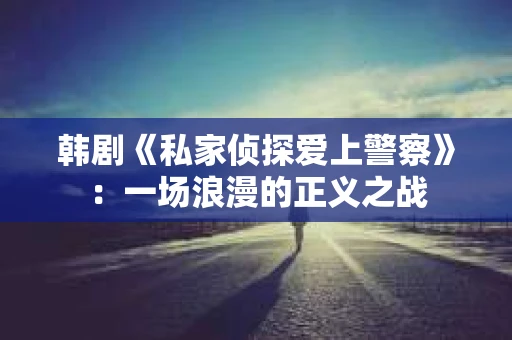 韩剧《私家侦探爱上警察》：一场浪漫的正义之战