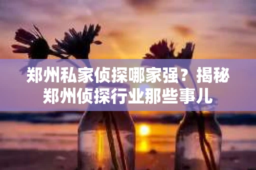 郑州私家侦探哪家强？揭秘郑州侦探行业那些事儿
