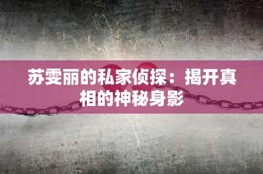 苏雯丽的私家侦探：揭开真相的神秘身影