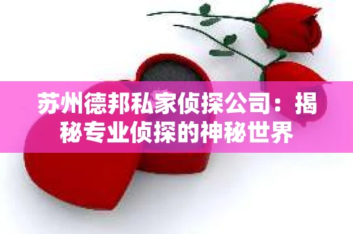 苏州德邦私家侦探公司：揭秘专业侦探的神秘世界