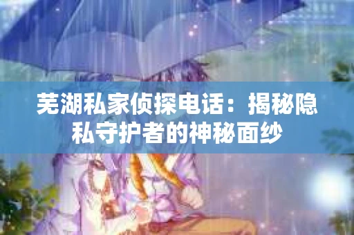 芜湖私家侦探电话：揭秘隐私守护者的神秘面纱