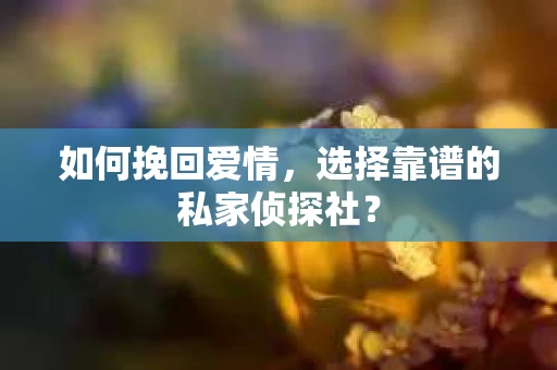 如何挽回爱情，选择靠谱的私家侦探社？